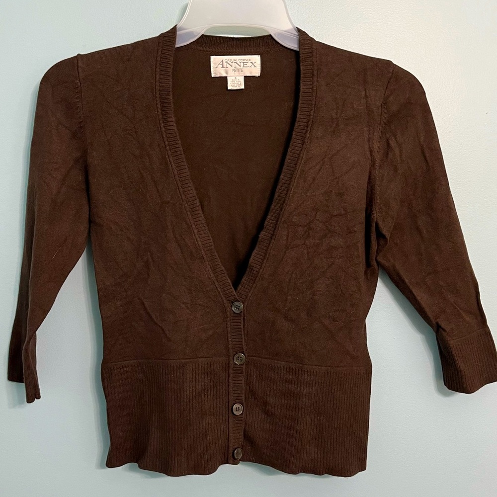 Casual Corner Women's Small Brown V-Neck Cardigan